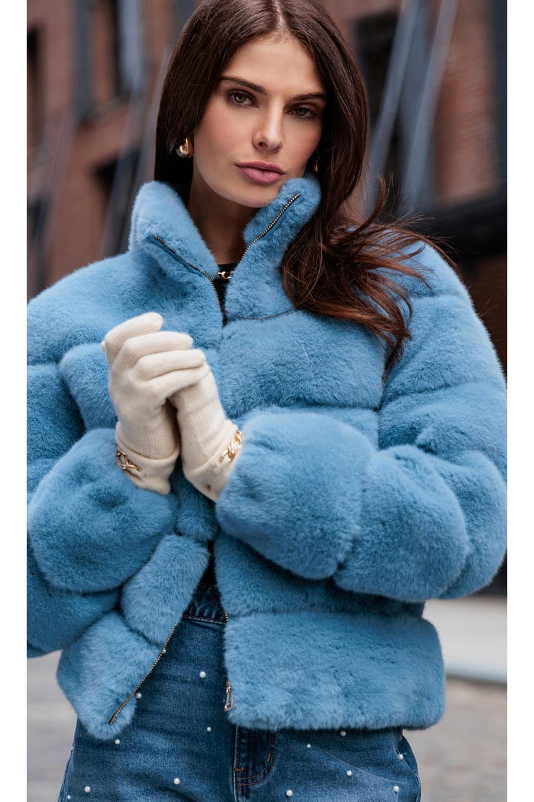 Jodi Faux Fur Jacket, Alternate, color, Blue