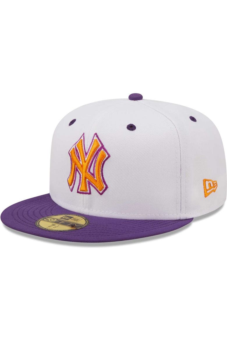 Men's New Era White/Purple New York Yankees 2000 World Series Grape Lolli 59FIFTY Fitted Hat, Alternate, color, White