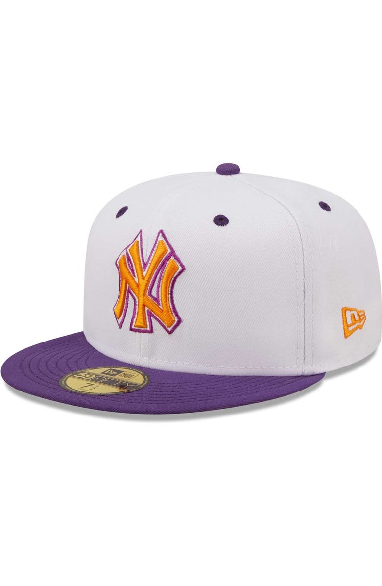 New Era Men's New Era White/Purple New York Yankees 2000 World Series Grape Lolli 59FIFTY Fitted Hat, Alternate, color, White