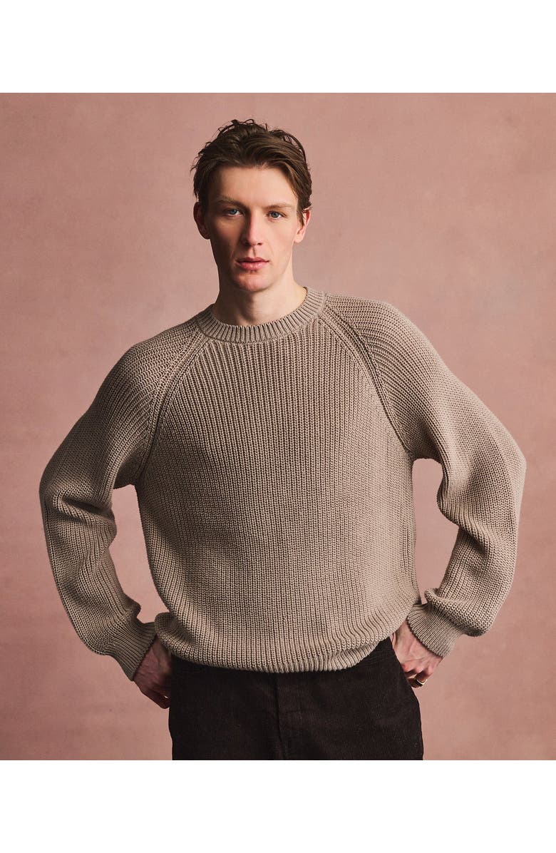 NAADAM Cotton Fisherman Raglan Crewneck Sweater, Main, color, Sand