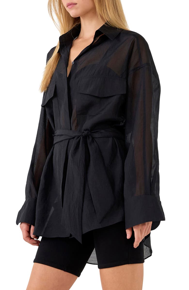 Grey Lab Sheer Overshirt, Alternate, color,