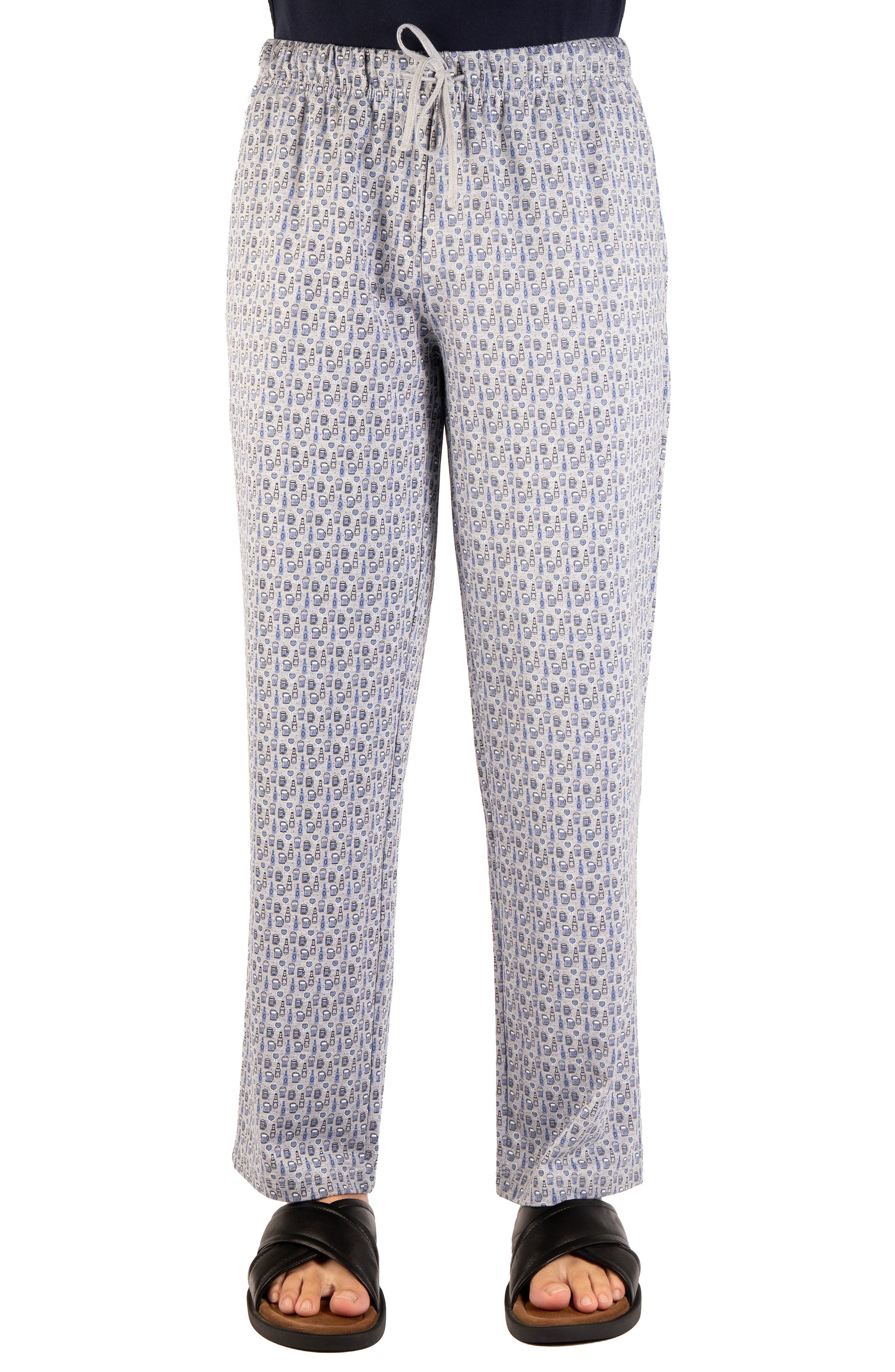 Tailorbyrd Bottoms Up Printed French Terry Lounge Pants In Grey Heather