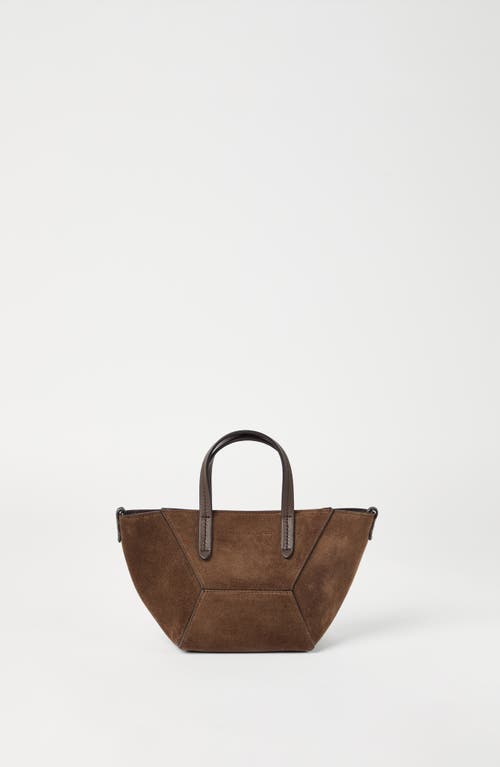 Brunello Cucinelli Calfskin Mini Bc Duo Bag In Bark