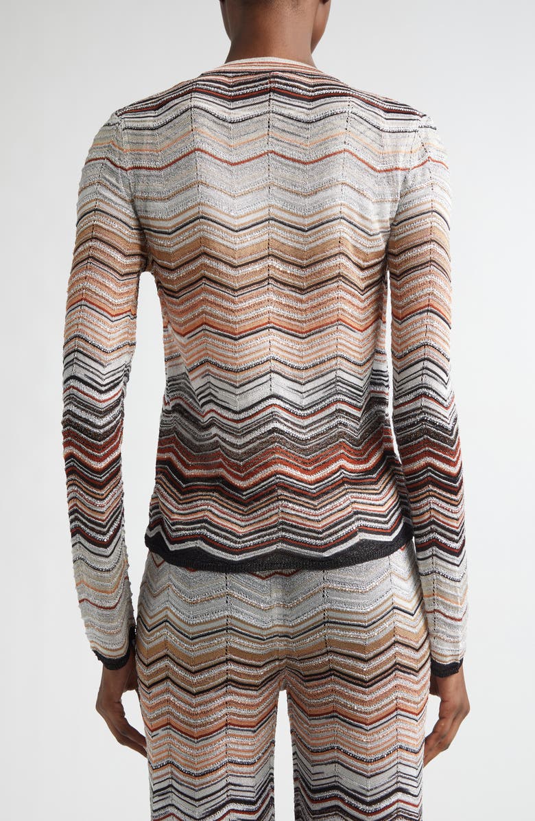 Missoni Zigzag Lamé Cardigan, Alternate, color, Red And Beige Tones