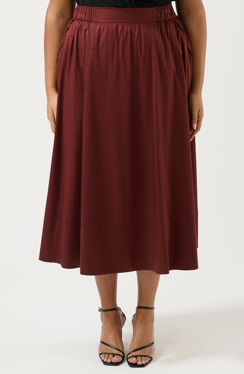 Estelle Sahara Breeze Midi Skirt, Main, color, Mahogany