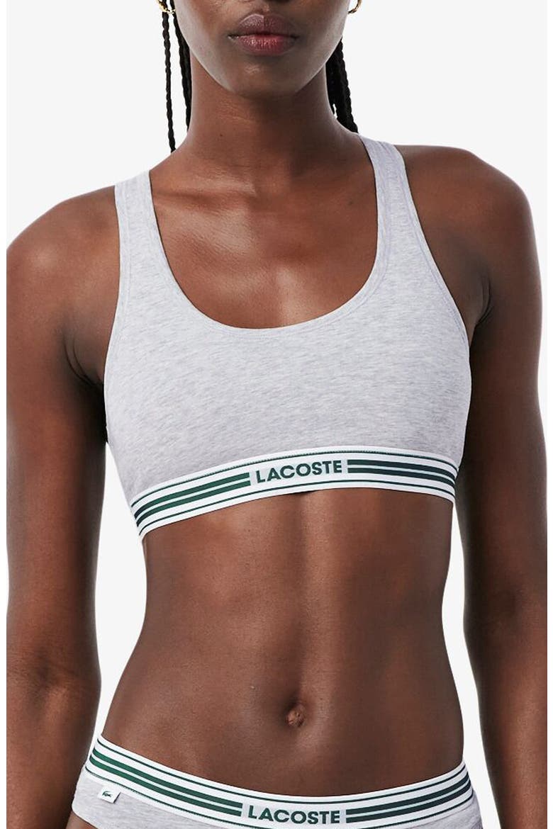 Racerback Padded Stretch Cotton Bralette, Main, color, SILVER CHINE
