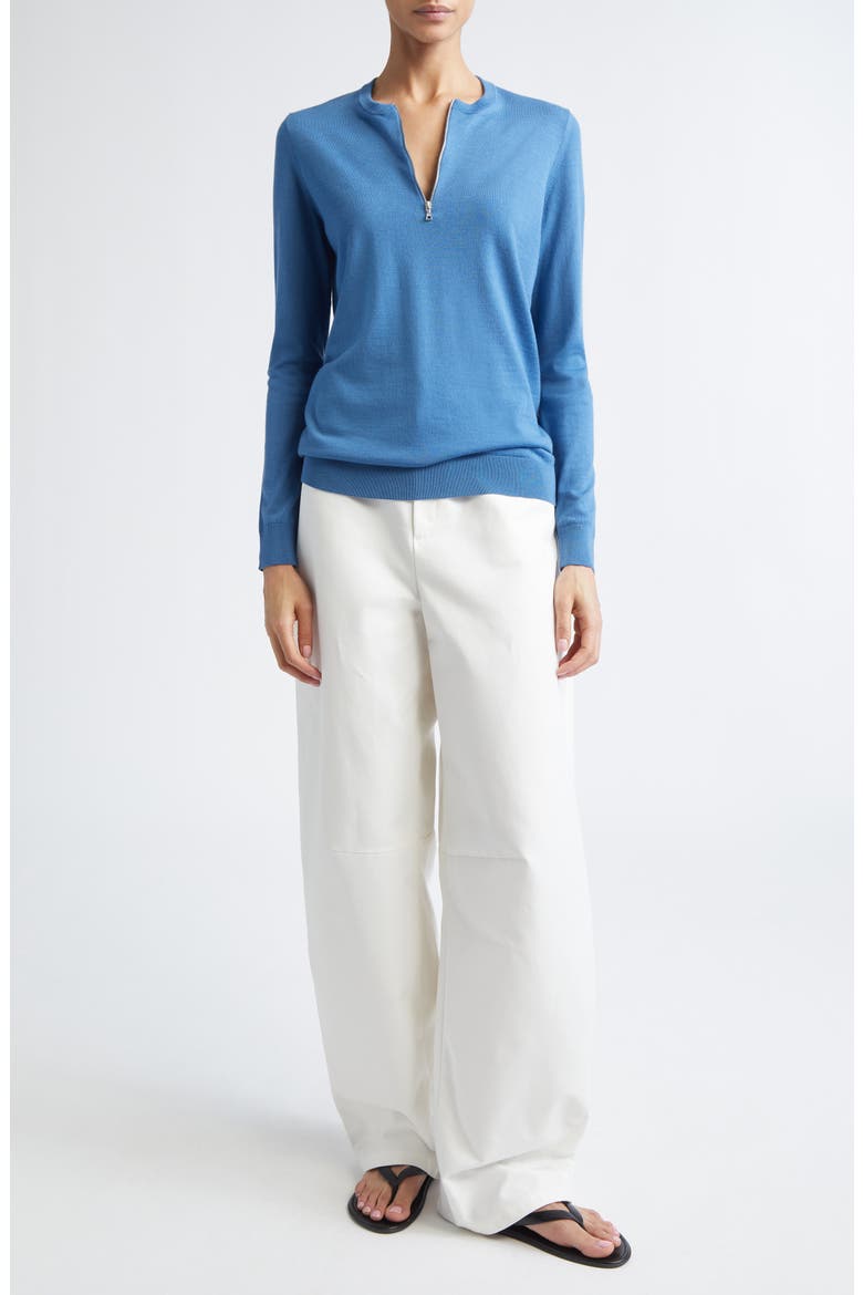 Mallory Half Zip Sweater, Alternate, color, CERULEAN