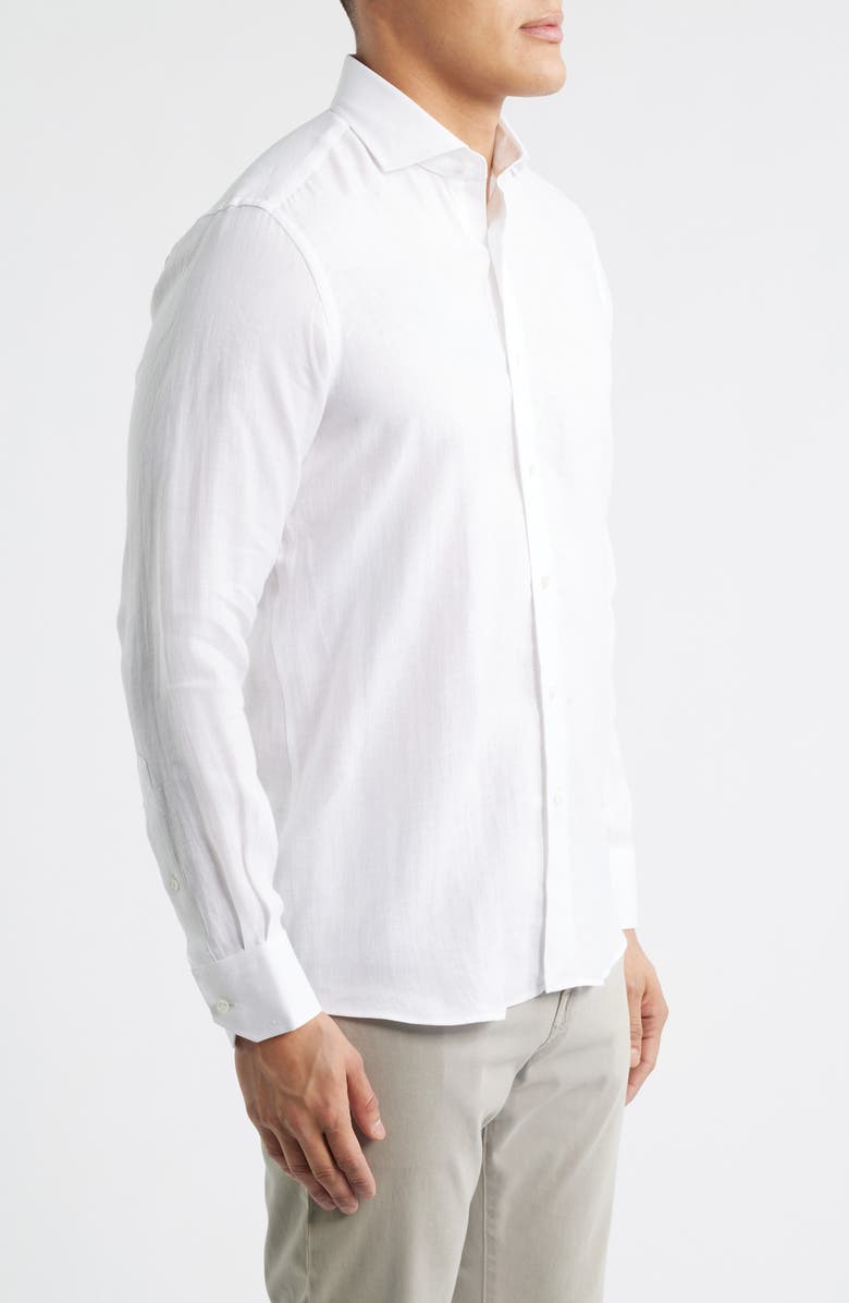 Peter Millar Astino Lino Tailored Fit Linen Button-Up Shirt, Alternate, color, White