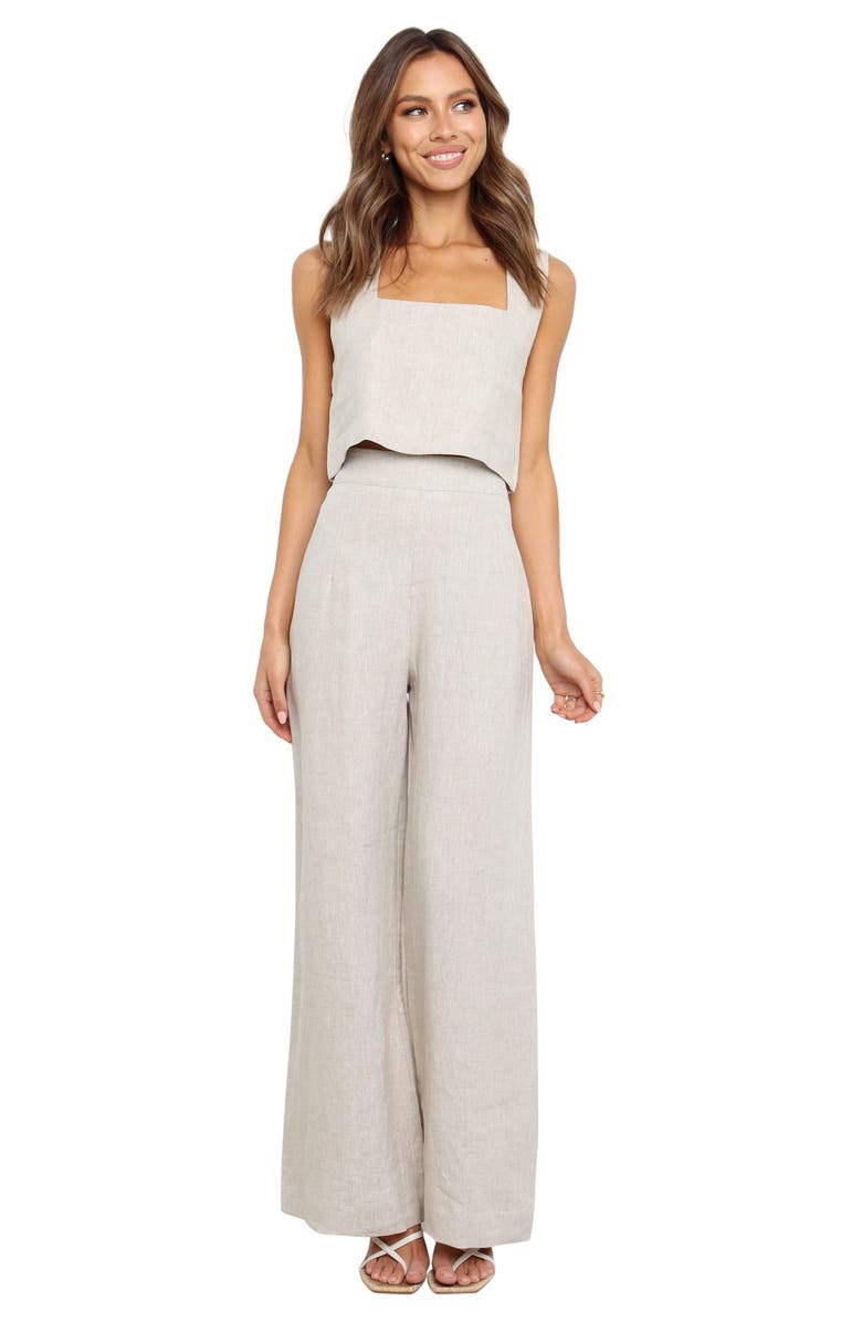 Petal & Pup Devlin Linen Wide Leg Pants, Alternate, color, Beige