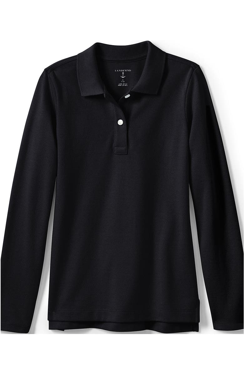 Lands' End School Uniform Girls Long Sleeve Feminine Fit Mesh Polo Shirt, Alternate, color,