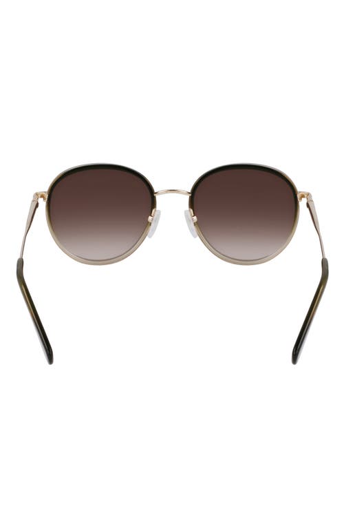 Longchamp Roseau 52mm Gradient Round Sunglasses In Gold/gradient Green