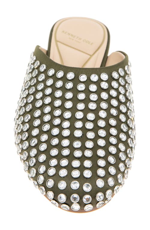 Kenneth Cole Saddie Studded Rhinestone Mule In Olive