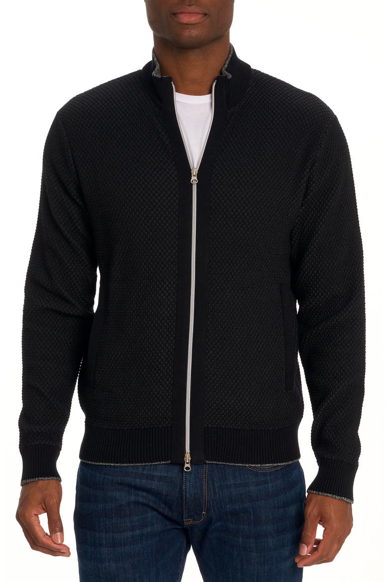 Buzz Cotton Zip Sweater, Main, color, BLACK
