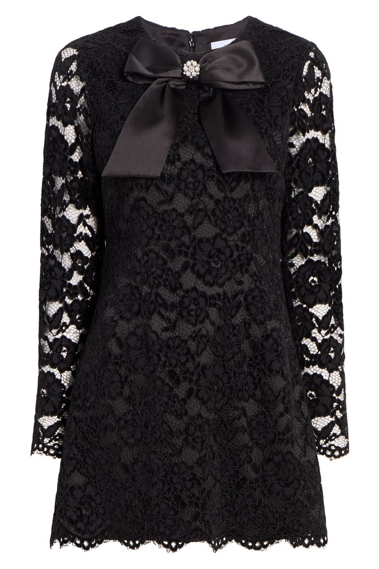Tyler Long Sleeve Lace Minidress, Alternate, color, BLACK