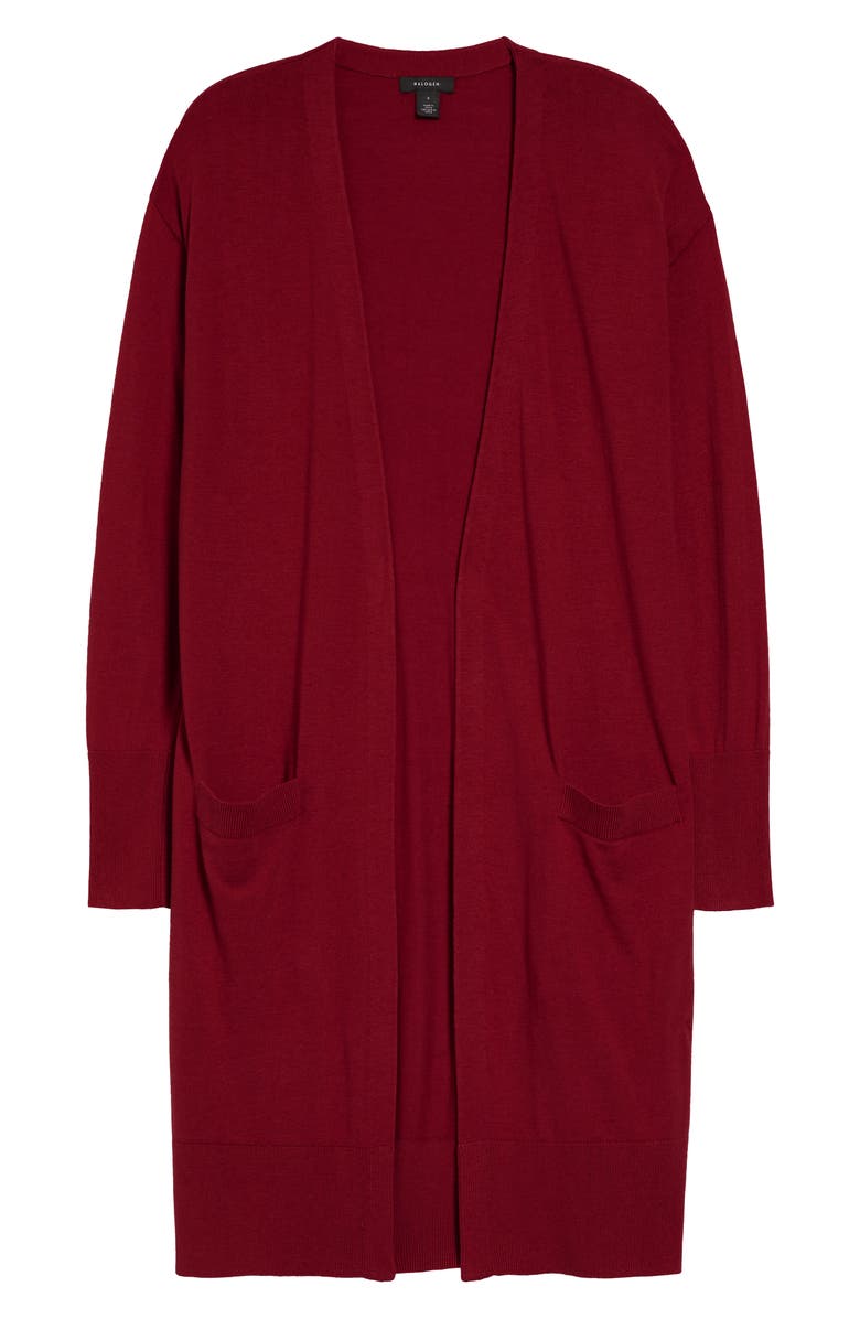 Halogen<sup>®</sup> Open Front Pocket Cardigan, Main, color, Red Pomegranate