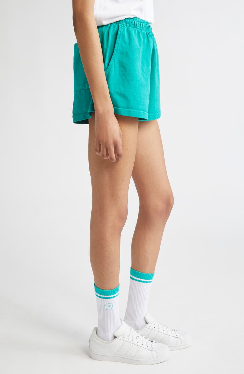 Sporty & Rich Royal Club Disco Graphic Sweat Shorts, Alternate, color, Spring Green