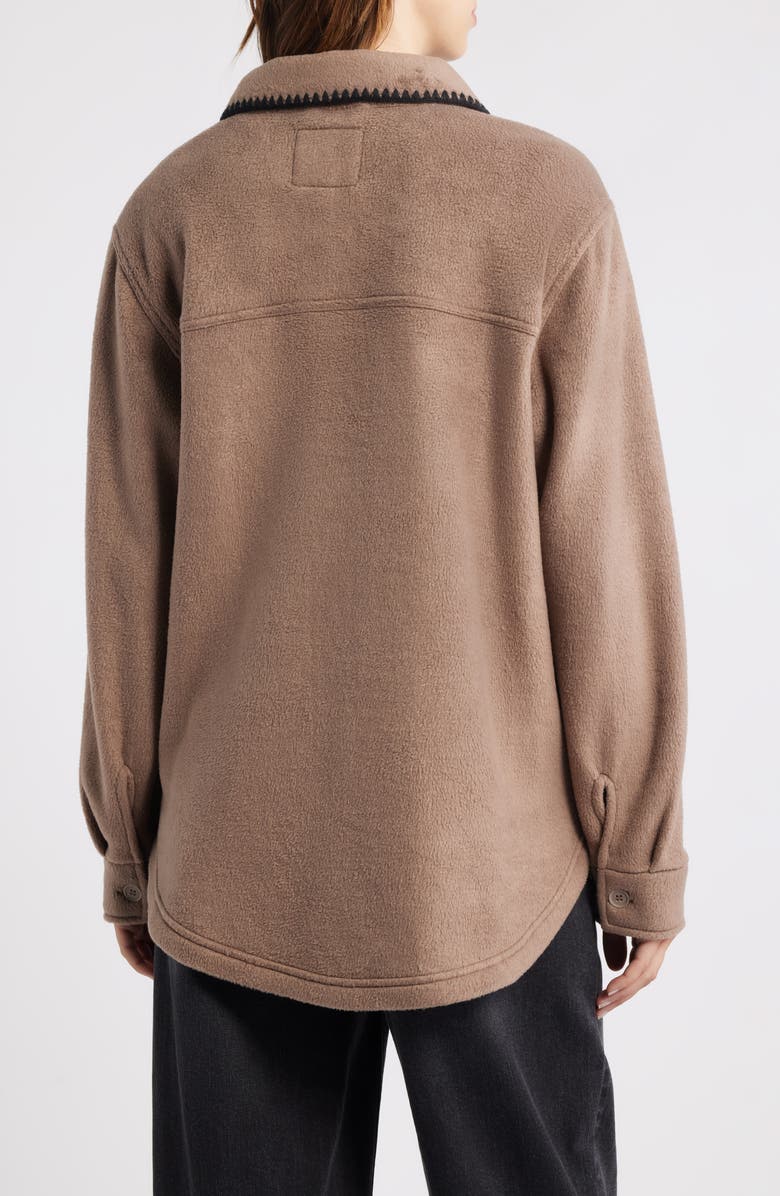 Thread & Supply Whipstitch Detail Polar Fleece Shirt Jacket, Alternate, color, Mocha Black Combo