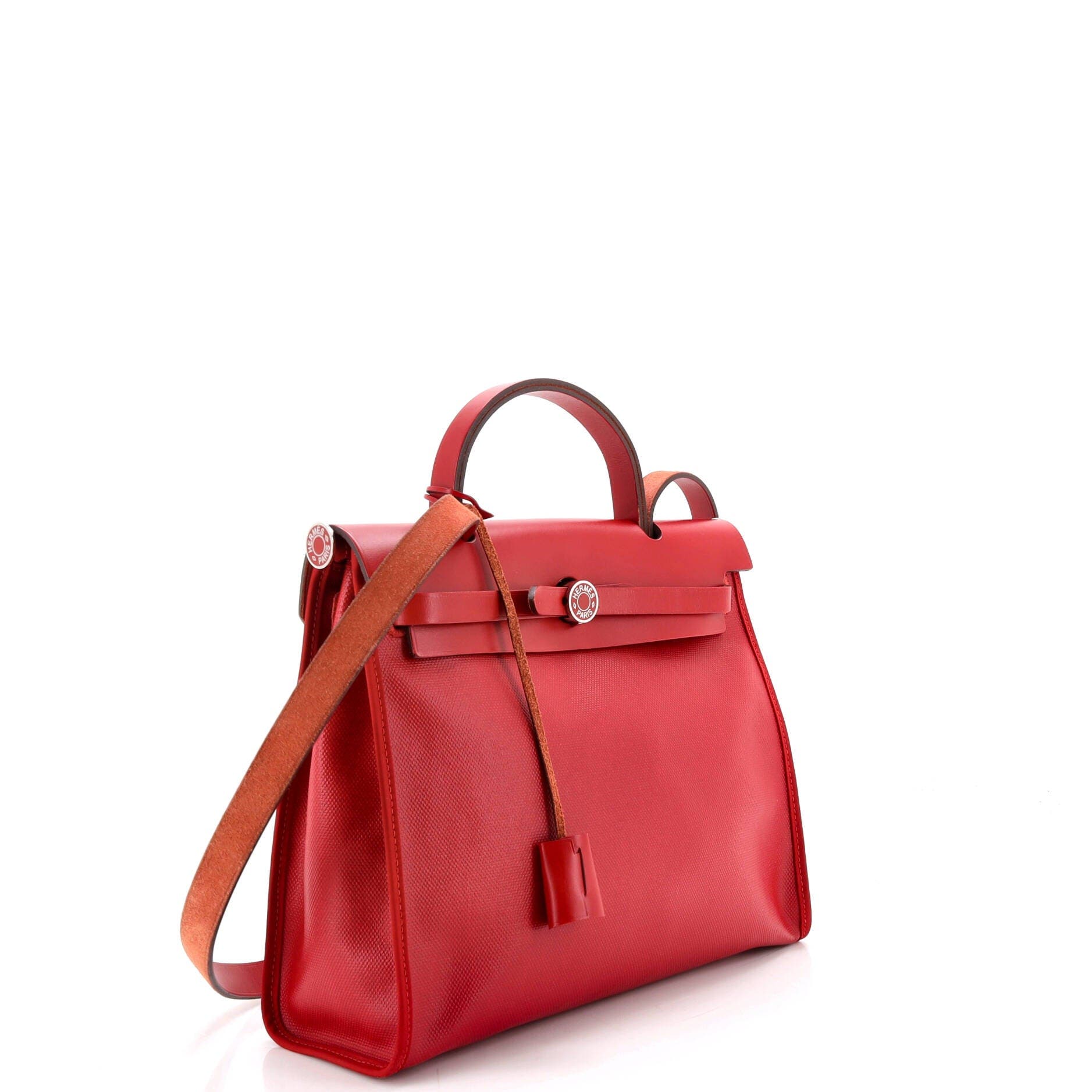 Pre-Owned Hermes Herbag Zip Berline Vache Canvas and Leather 31, Alternate, color, Rouge Piment