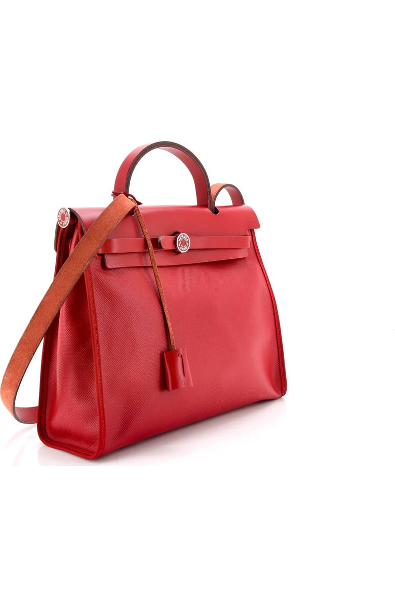 Pre-Owned Hermes Herbag Zip Berline Vache Canvas and Leather 31, Alternate, color, Rouge Piment