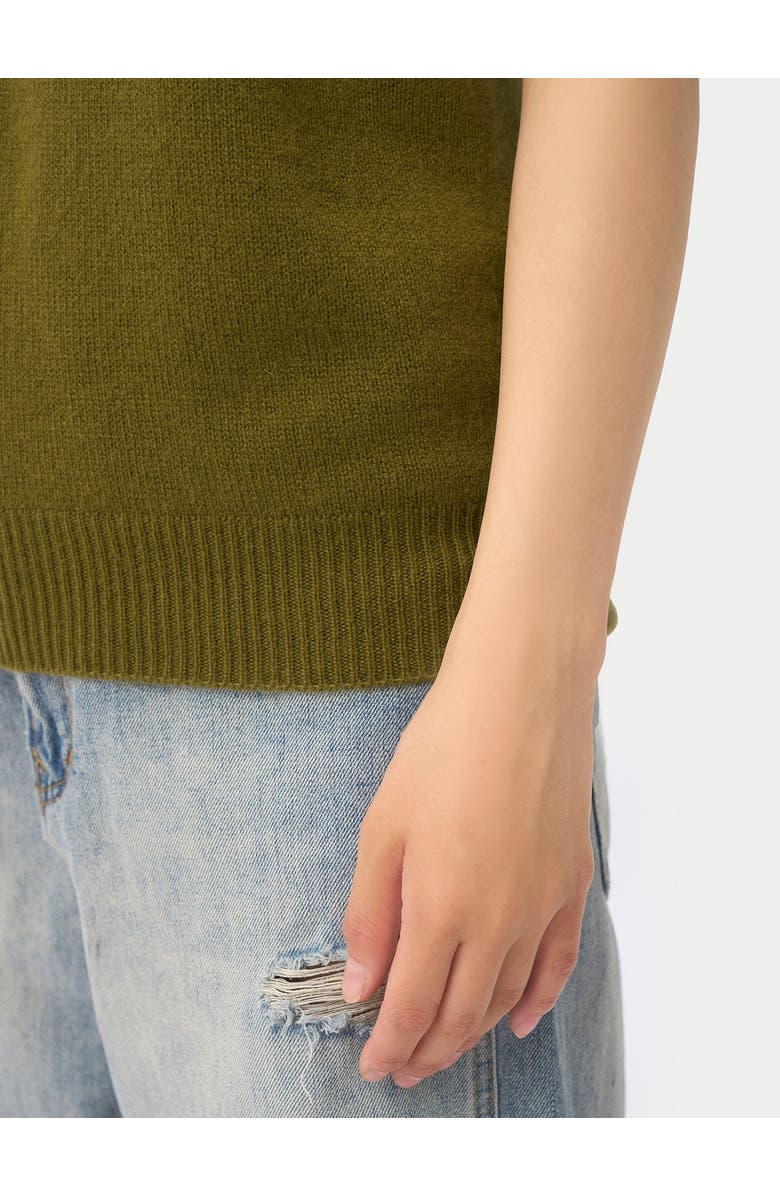 GOBI Mongolian Cashmere Women's Relaxed V-Neck Cashmere Vest, Alternate, color, Olive Drab