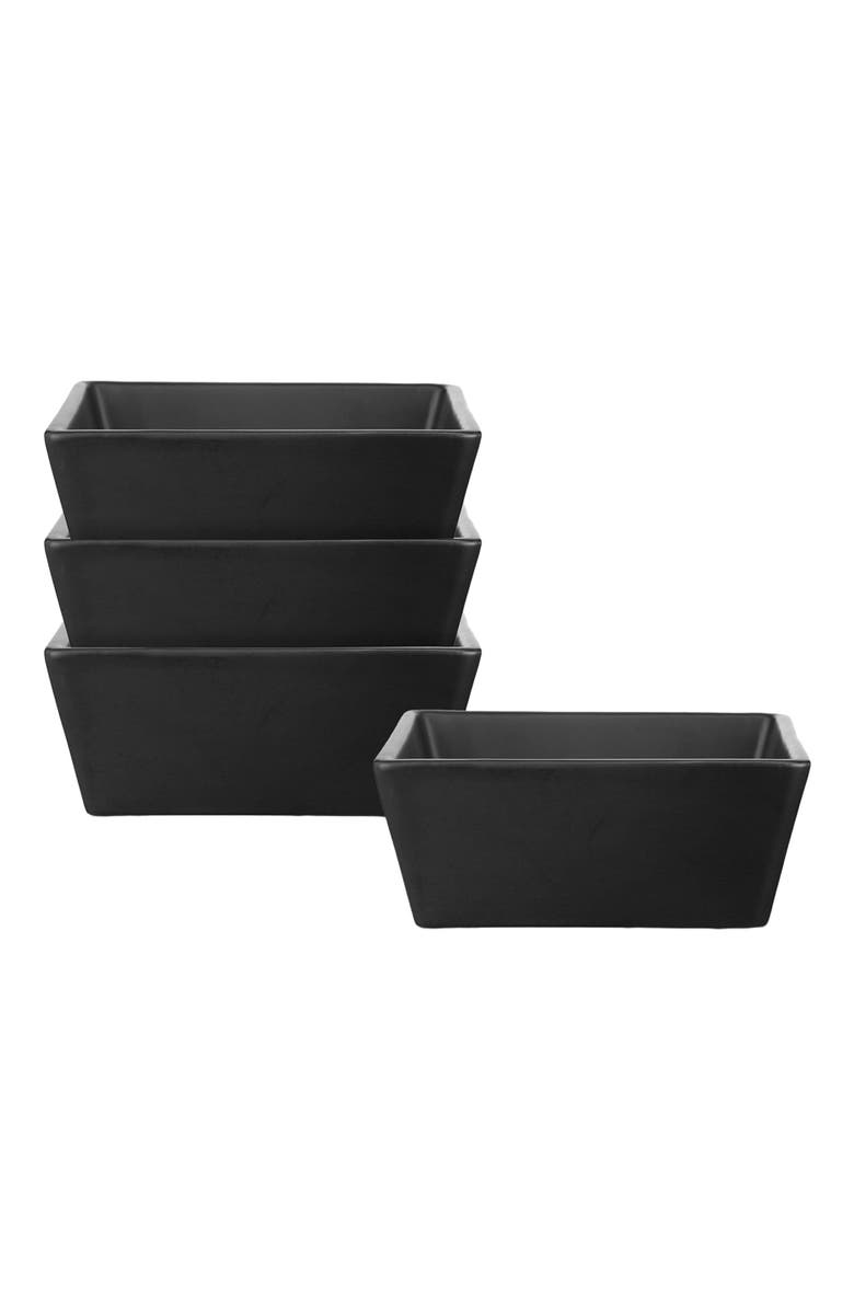 Stone Lain Grace Stoneware 4-Piece Bowl Set, Alternate, color, Black Matte