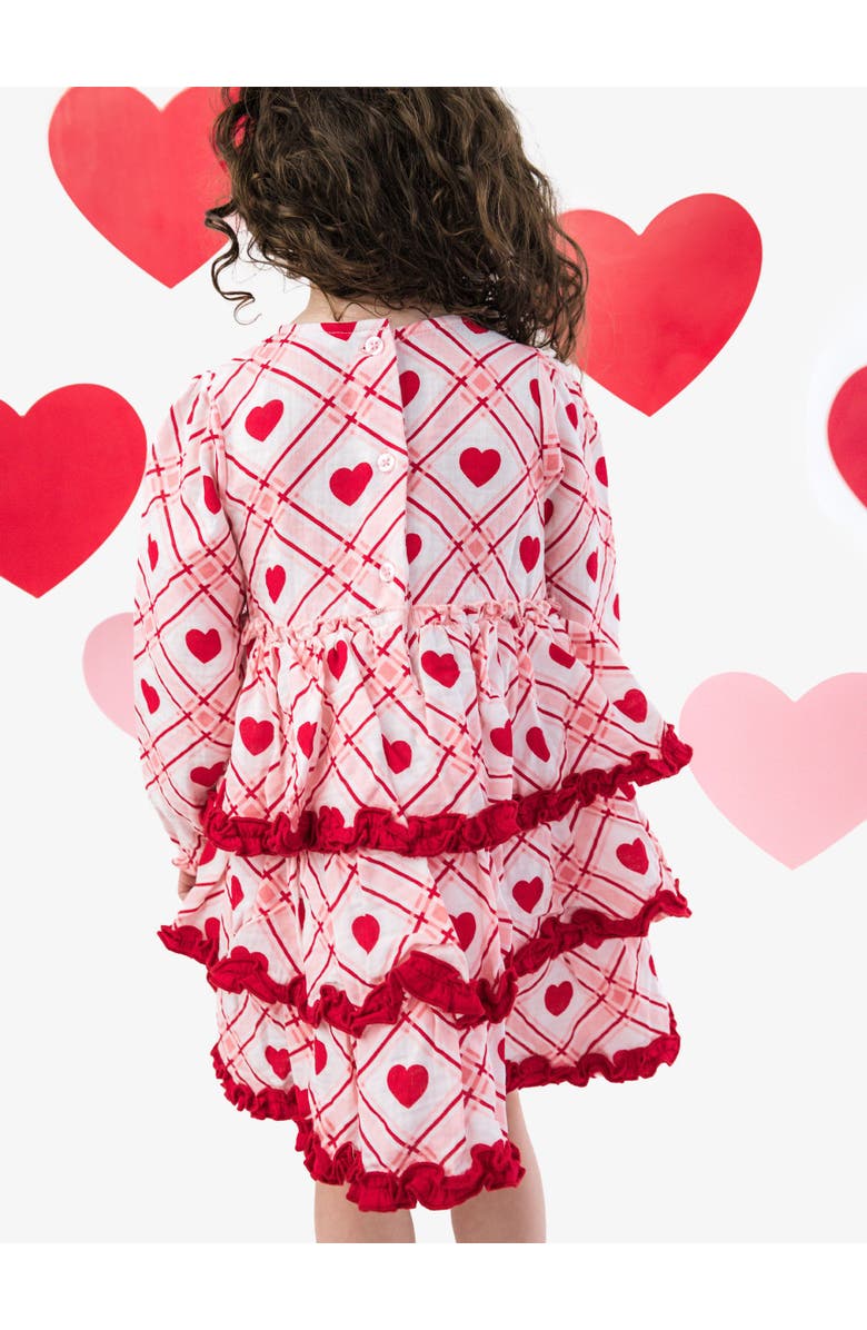 RuffleButts Cotton Gauze Tiered Ruffle Dress, Alternate, color, Pink Sweetheart Plaid