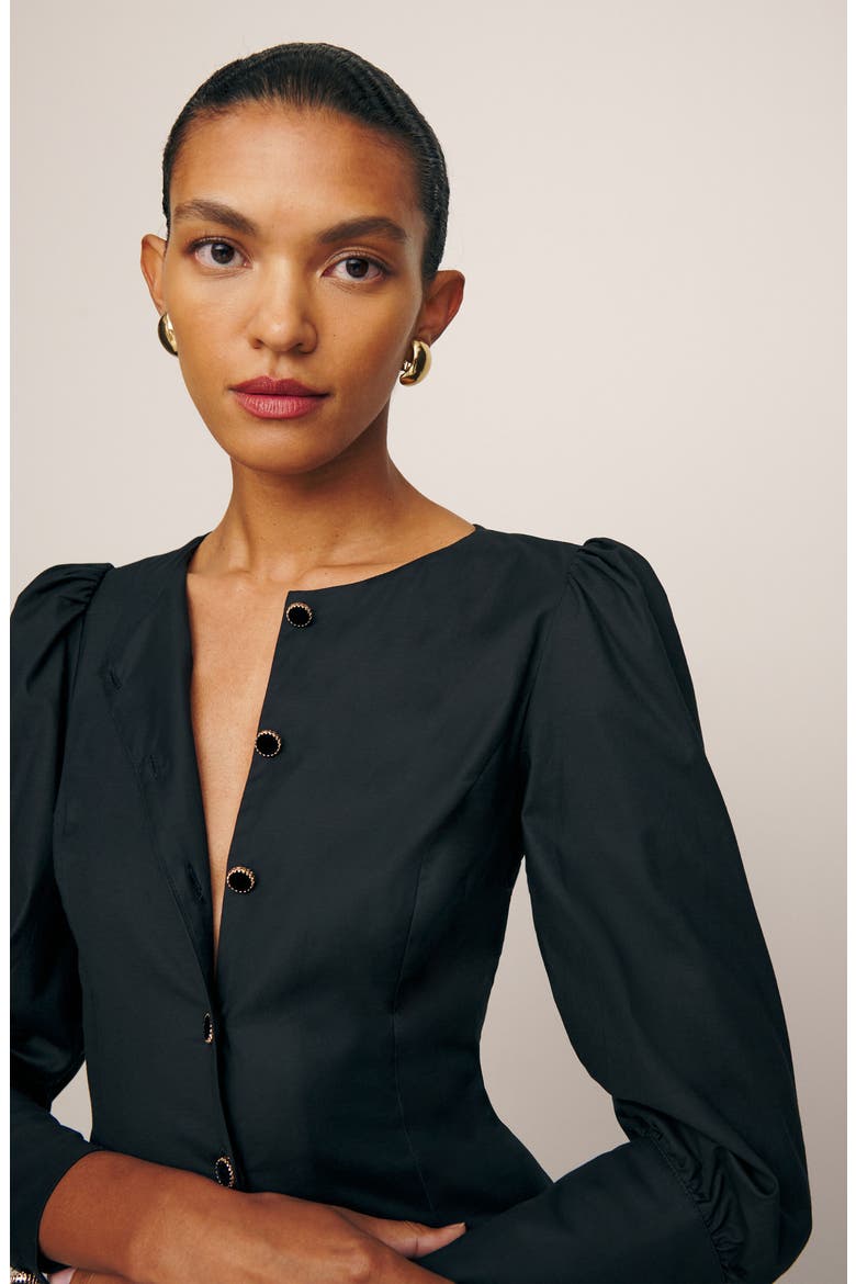 Halia Long Sleeve Button-Up Dress, Alternate, color, BLACK
