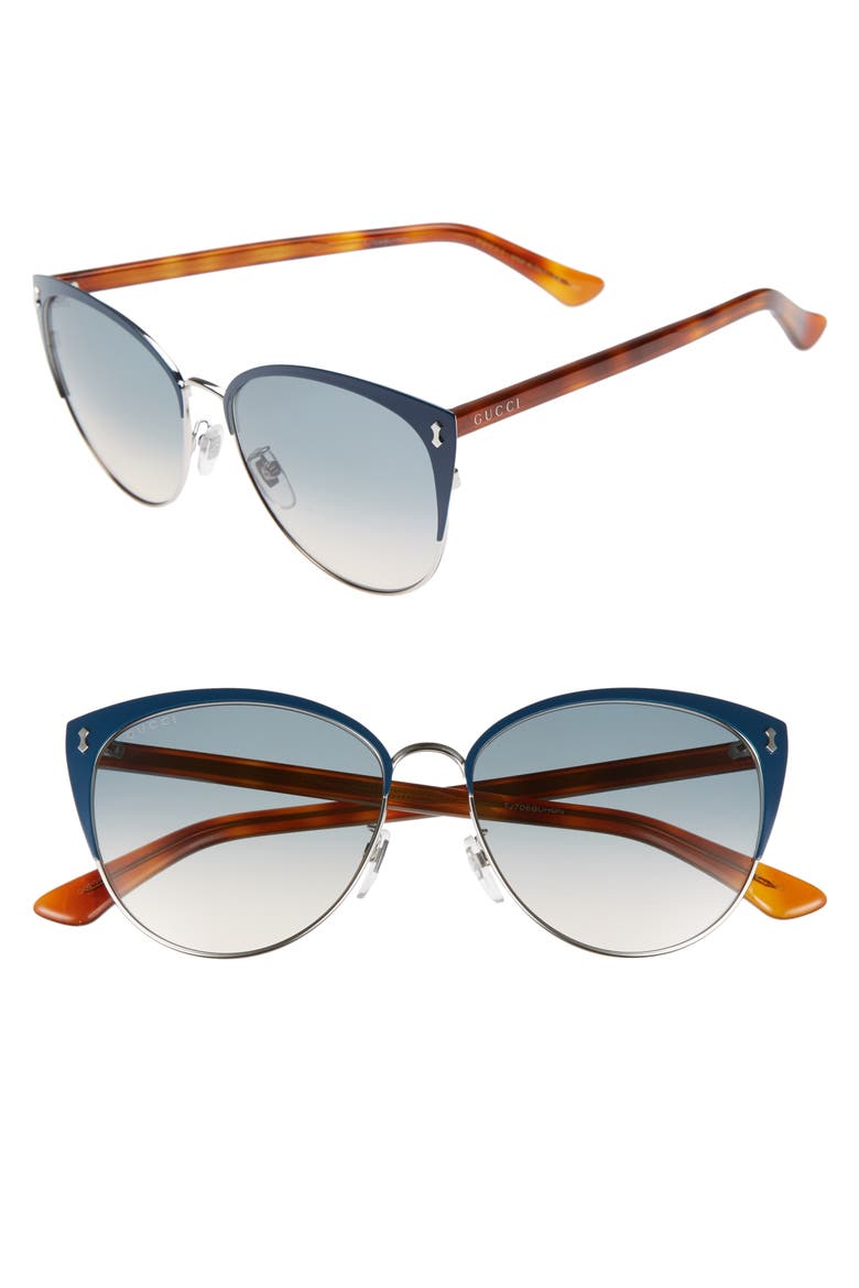 58mm Cat Eye Sunglasses, Main, color, BLUE