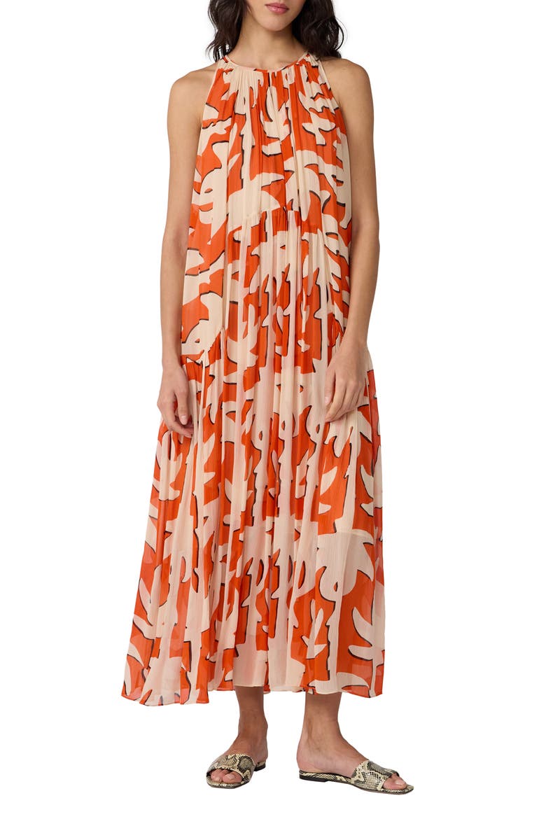 Cherry Abstract Print Maxi Dress, Main, color, HERITAGE PALM BIG BURNT ORANGE