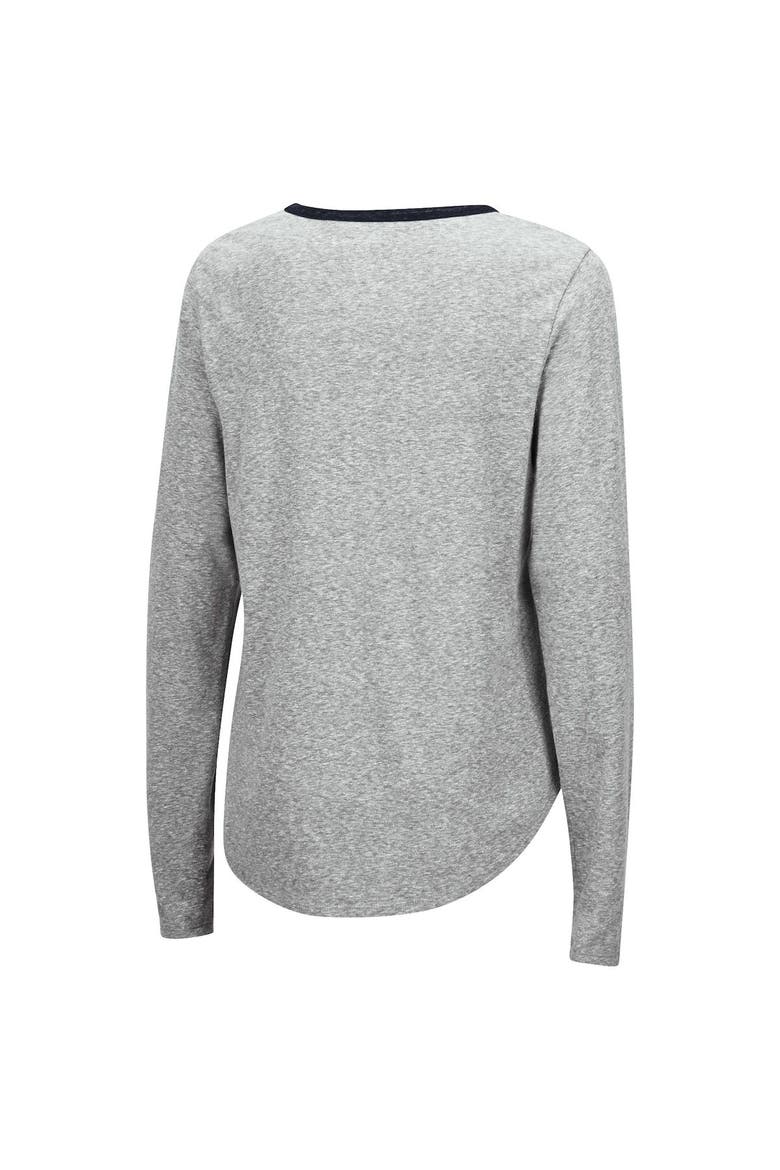 Women's Colosseum Heathered Gray West Virginia Mountaineers Sundial Tri-Blend Long Sleeve Lace-Up T-Shirt, Alternate, color, Heather Gray