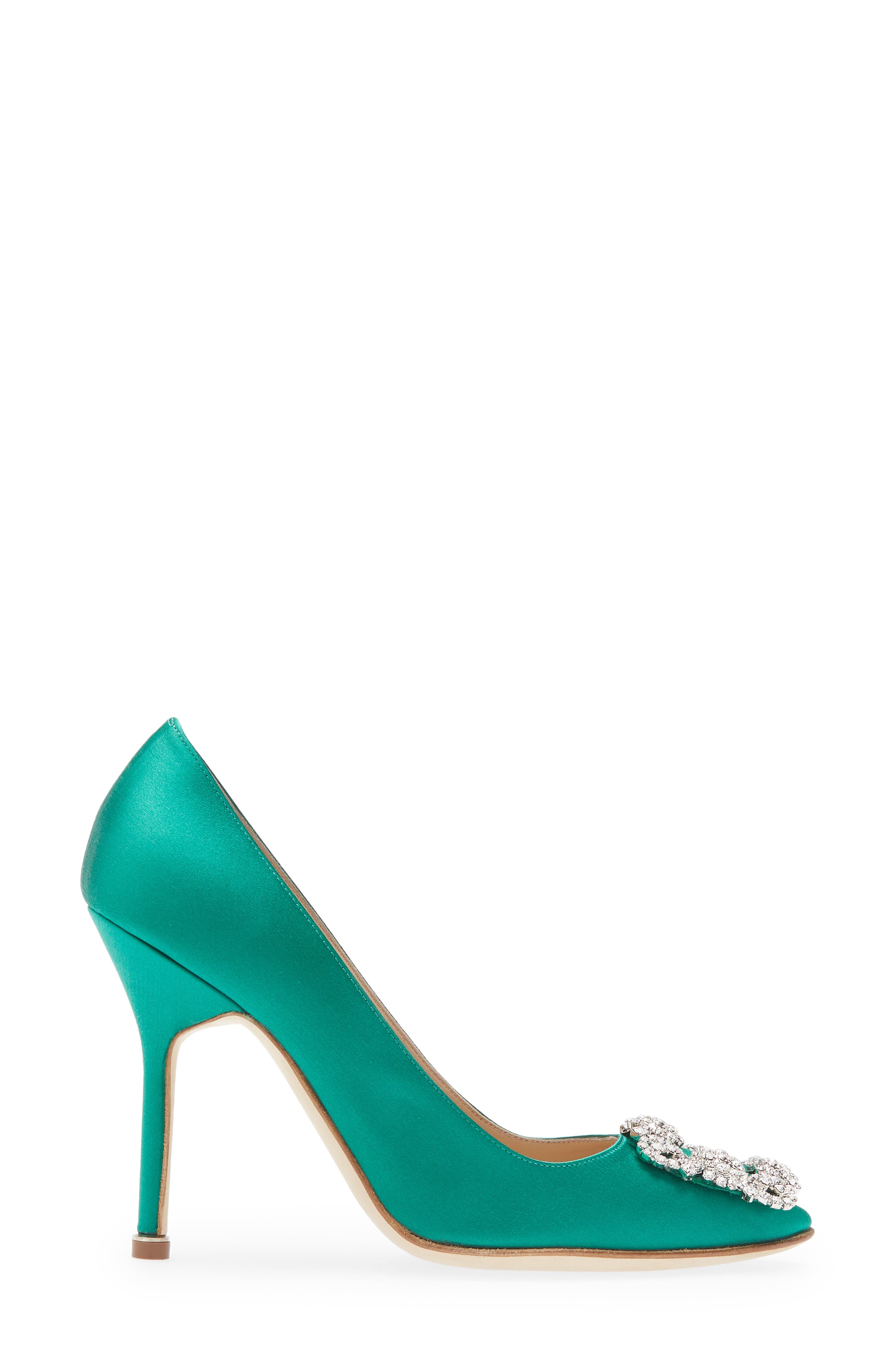 Manolo Blahnik Hangisi Crystal Buckle Pump, Alternate, color, 