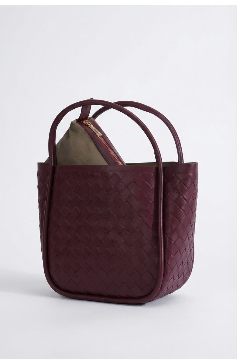 FURNIQ UK Portland Woven Leather Top Handle Bag, Alternate, color, Burgundy