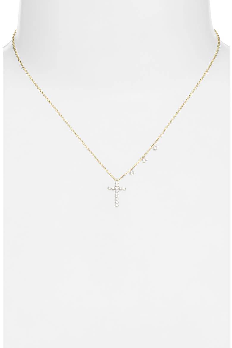 14k Gold Diamond Cross Necklace, Alternate, color, YELLOW GOLD