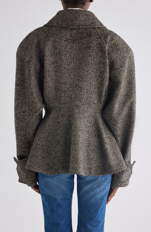 Chloé Wool Blend Herringbone Peplum Jacket In Gray