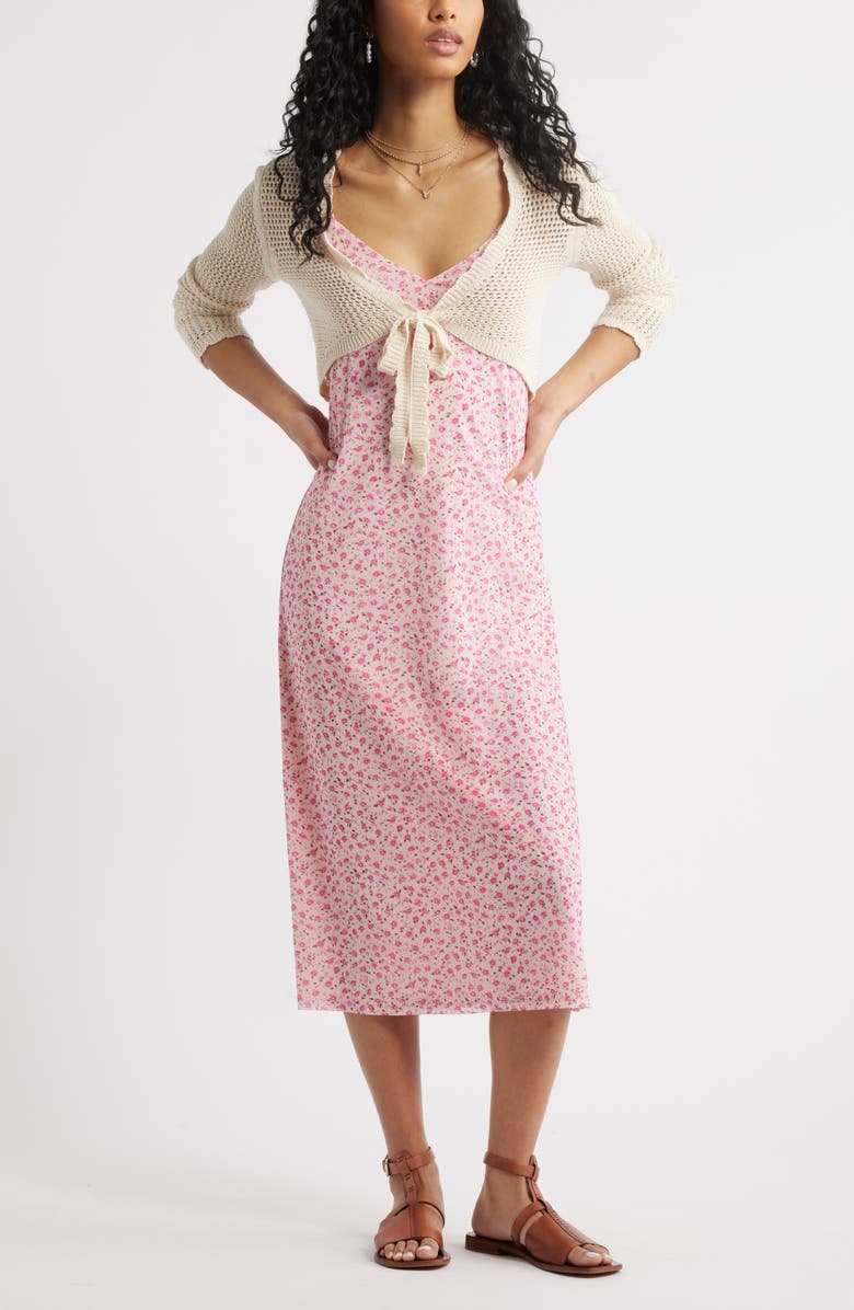 BP. Floral Print Slipdress, Alternate, color, Pink Balm Maggie Floral