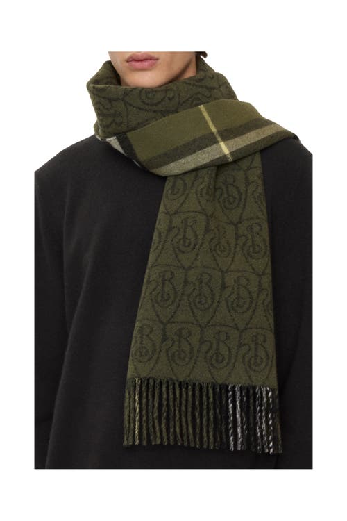 Burberry Reversible B Shield Cashmere Scarf In Green