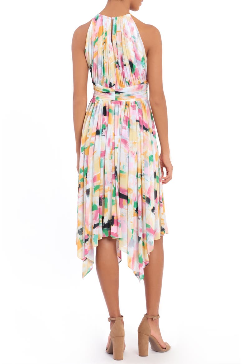 Pleated Halter Handkerchief Dress, Alternate, color, SOFT WHITE/ ROSE