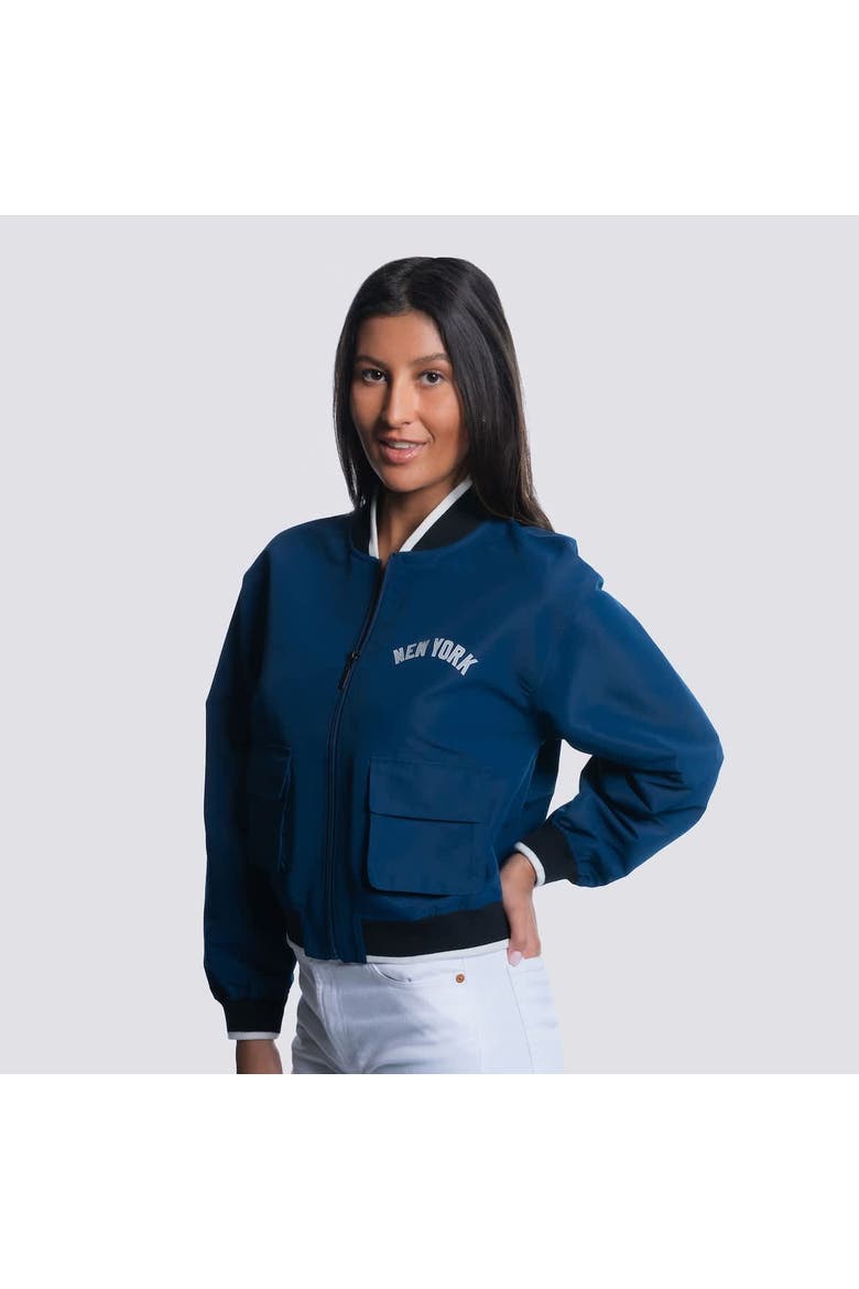 Women's Lusso  Navy New York Yankees Paisley Cropped Full-Zip Jacket, Alternate, color, Navy