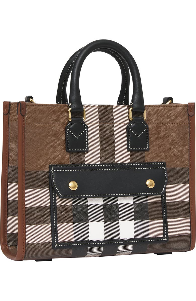 Burberry Mini Freya Check E-Canvas Tote, Alternate, color,