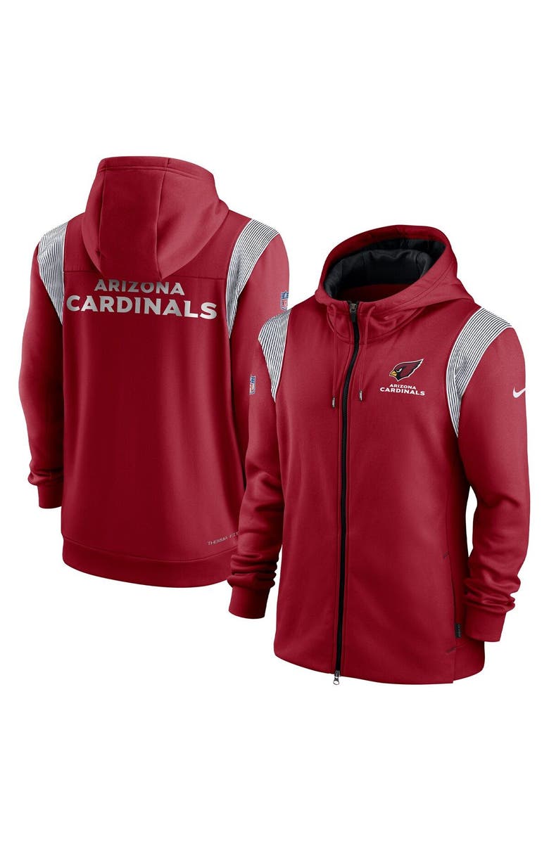 Nike Men's Nike Cardinal Arizona Cardinals Performance Sideline Lockup Full-Zip Hoodie, Main, color, 