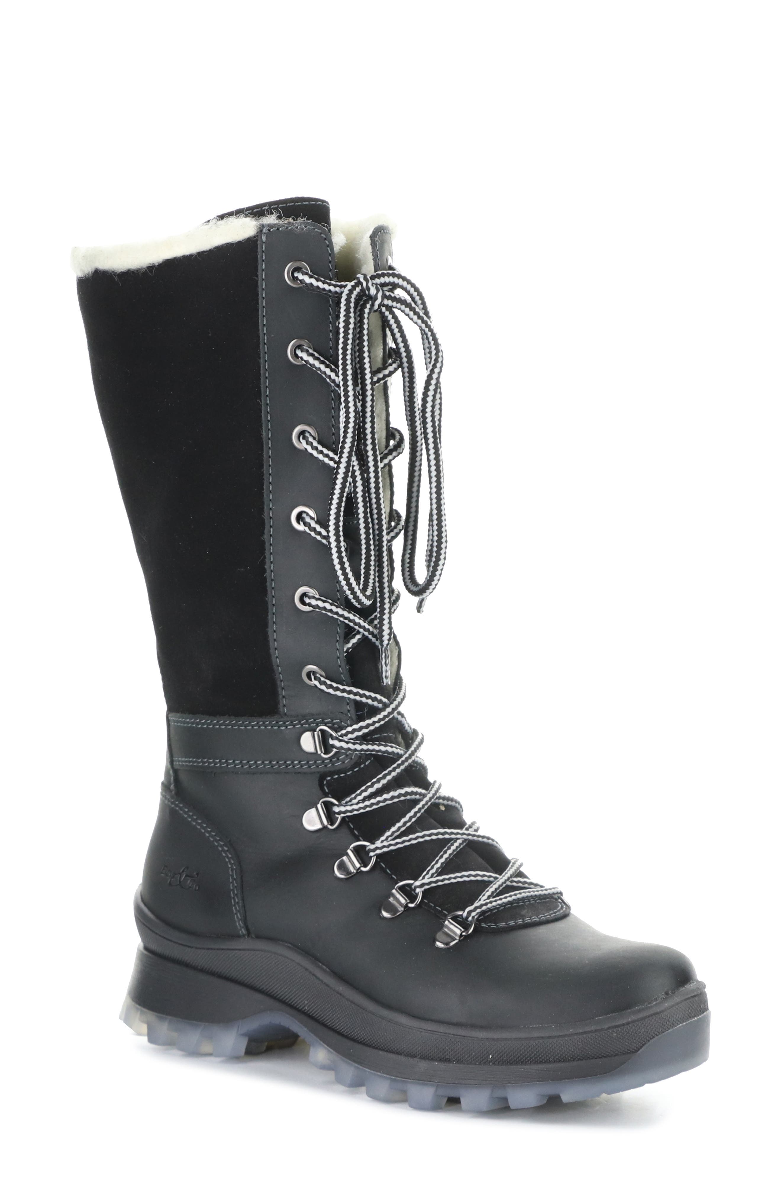 Bos. 
Co. Dell Waterproof Wool Faux Shearling Lined Boot, Main, color, Black