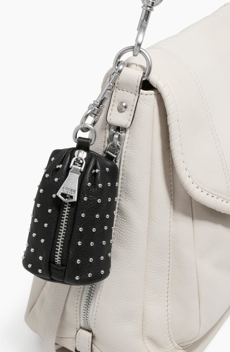 AIMEE Tamitha Leather Key Fob, Alternate, color, Black/ Shiny Silver Studs