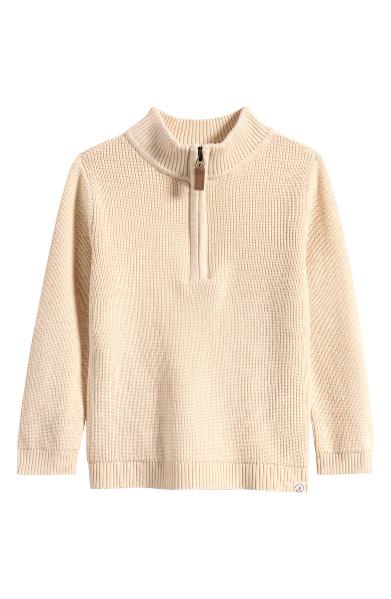 Little Planet Half Zip Knit Sweater, Main, color, Cream