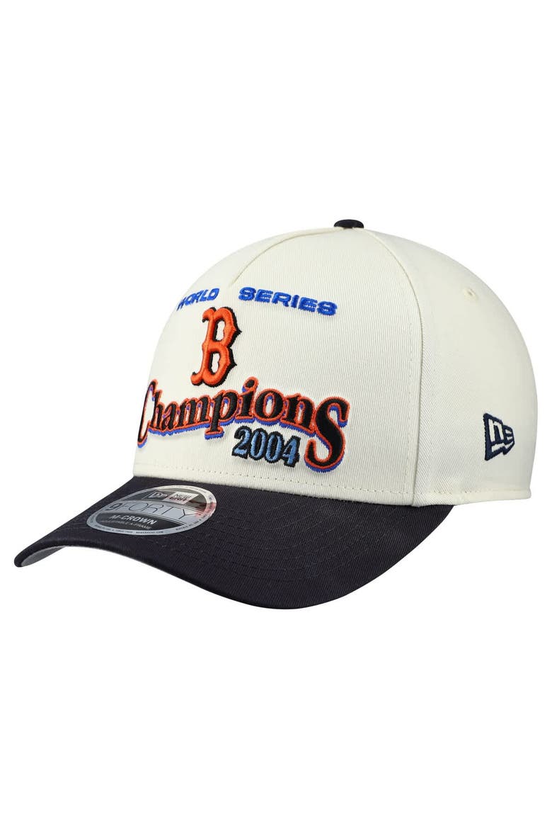 Men's New Era  Cream/Navy Boston Red Sox World Series 9FORTY M-Crown A-Frame Adjustable Hat, Alternate, color, Cream