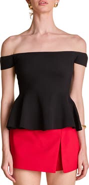 Endless Rose Off the Shoulder Knit Peplum Top