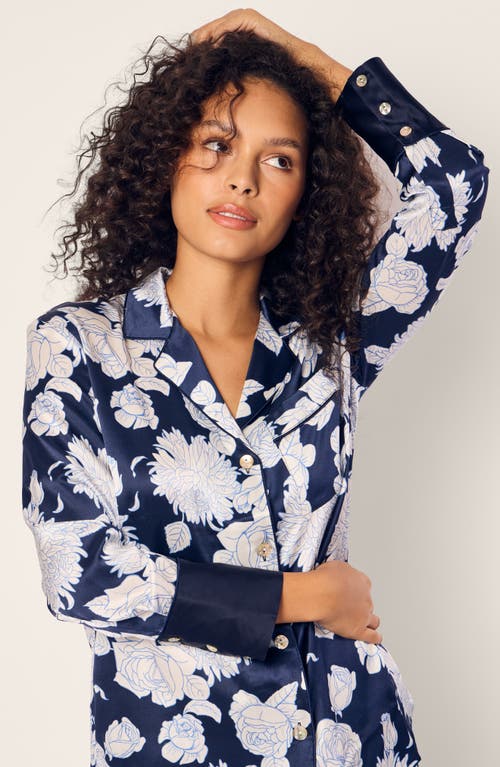 PETITE PLUME PETITE PLUME MIDNIGHT BLOOMS SILK PAJAMAS