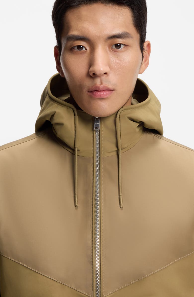 BOSS Cierno4 Hooded Recycled Polyester Jacket, Alternate, color, Beige/ Khaki