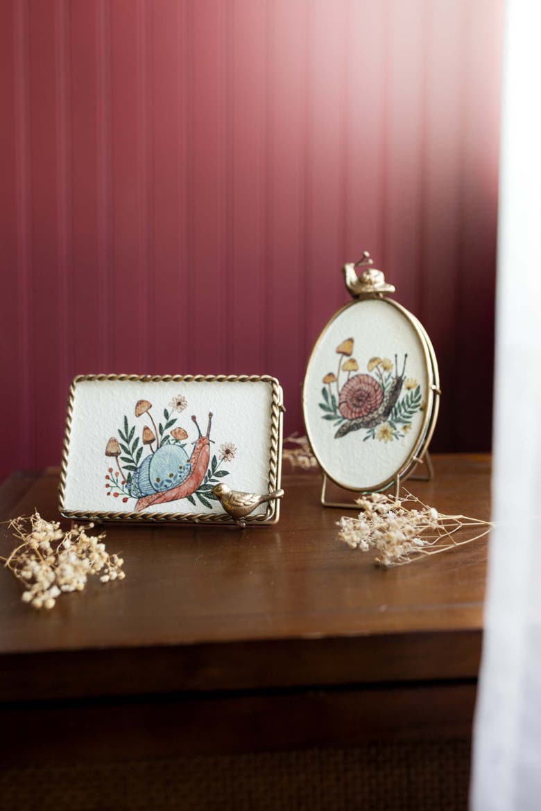 4x6 Gabby Snail Brass Photo Frame, Alternate, color, Pink