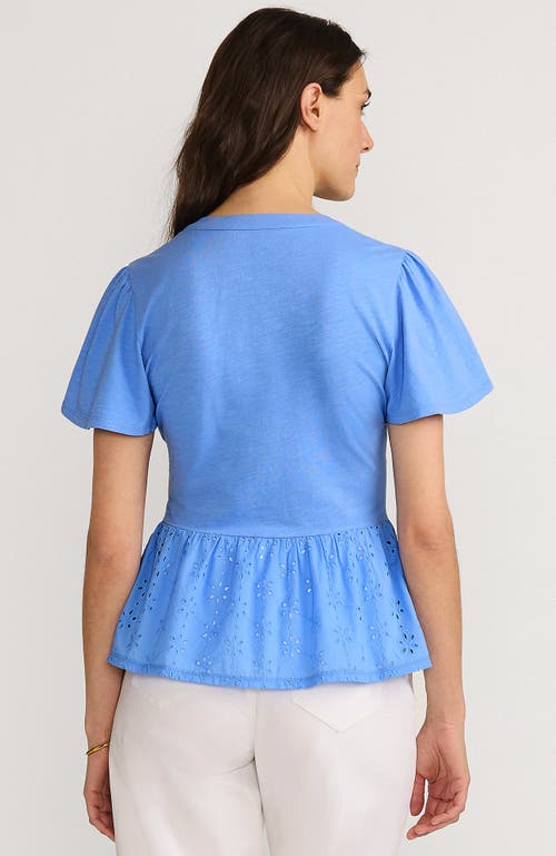 LANDS' END LANDS' END SHORT SLEEVE MIXED MEDIA EYELET TOP