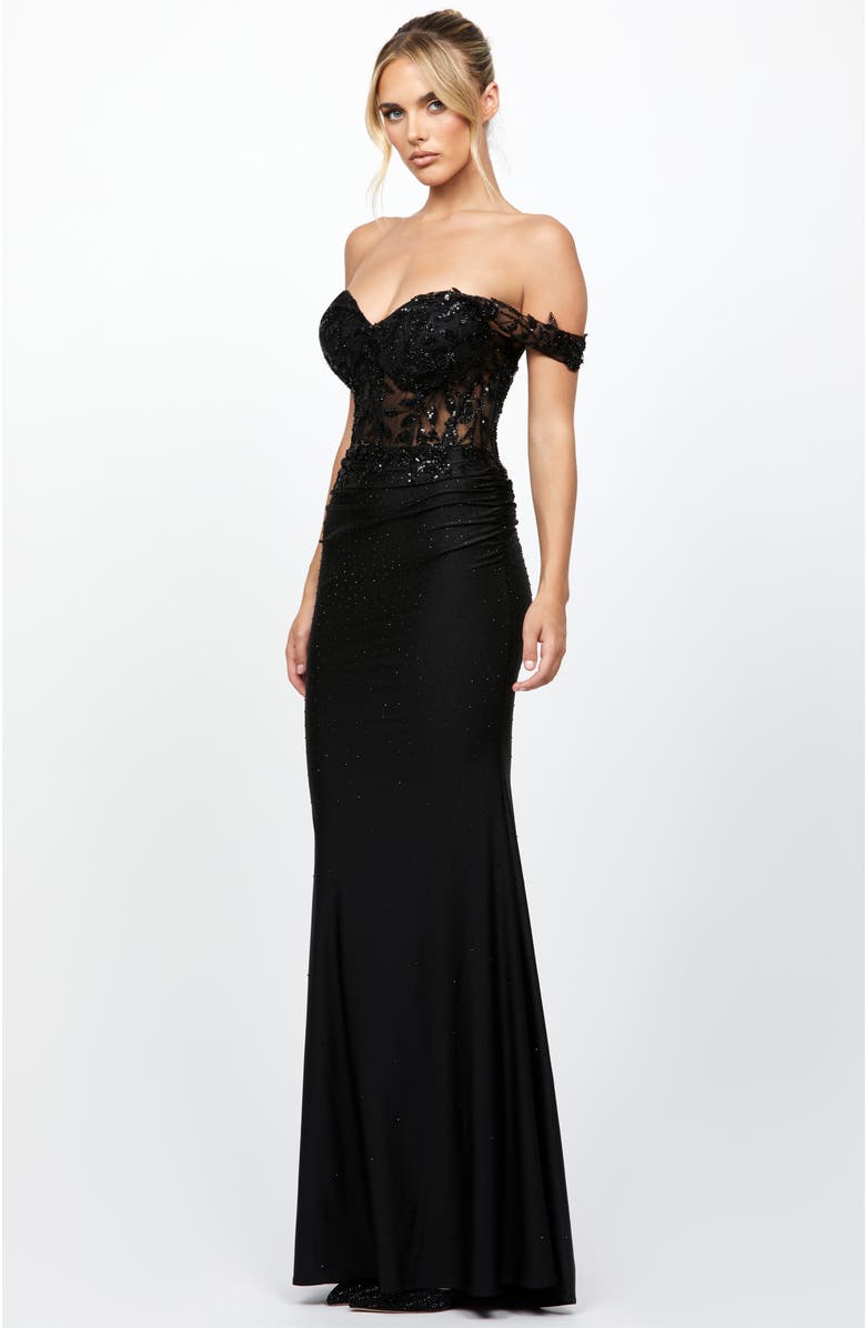 Bariano Maryam Off Shoulder Gown, Alternate, color, 